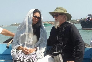 Sri and Kira on Boat in Dwarka